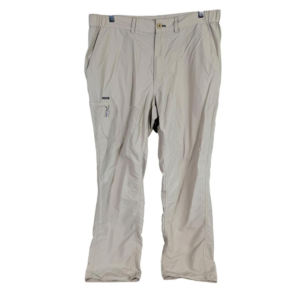 Patagonia Cargo Hiking Pants Mens XL Beige Nylon Outdoor Trail Pockets read